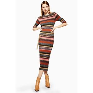 NWOT Multi Colored Knit Topshop Midi Dress 12/L